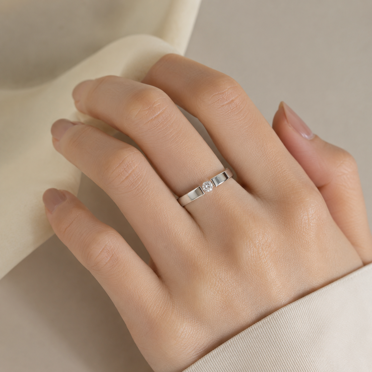 Single Zircon Minimalist Ring