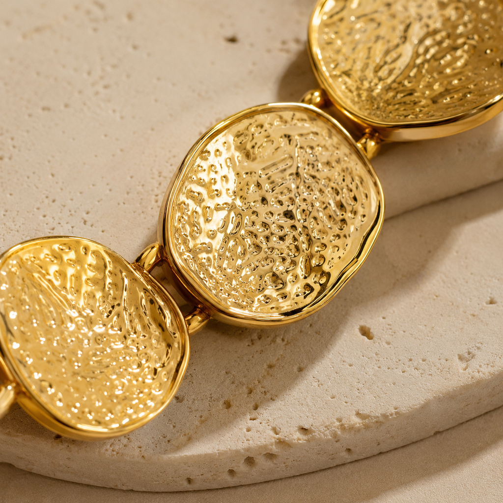 Hammered Disc Stretch Bracelet