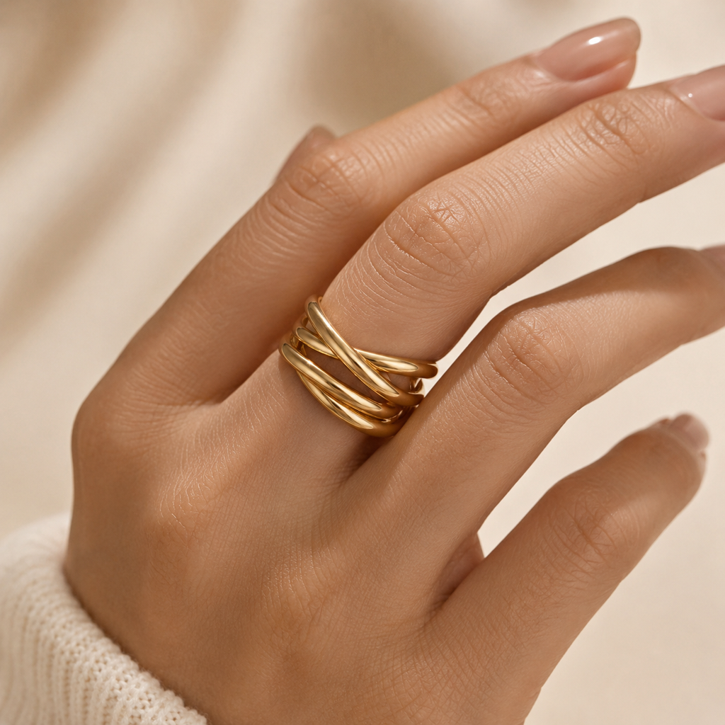 Irregular Cross Line Open Ring