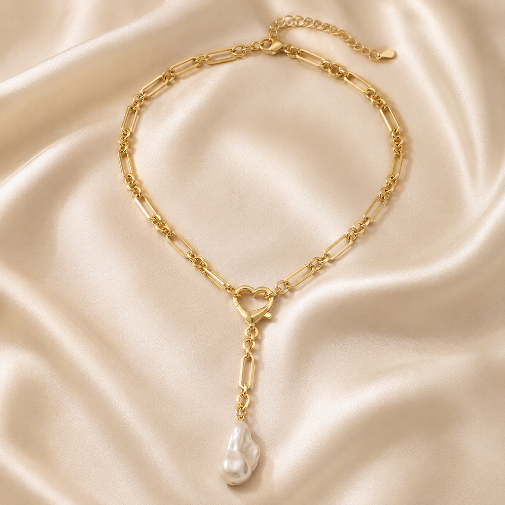 Y-Shaped Pearl Lariat Necklace