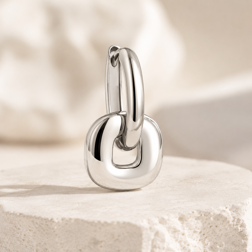 Two-Tone Stainless Steel Link Earrings