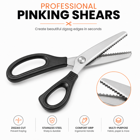 ✂️ Professional Pinking Shears – Stainless Steel Zigzag Fabric Cutting Scissors