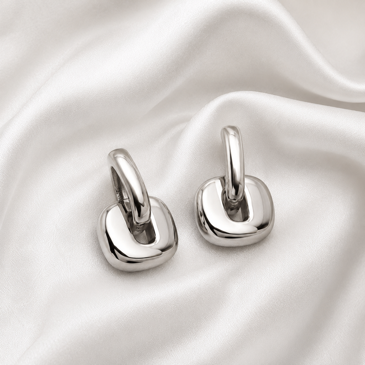 Two-Tone Stainless Steel Link Earrings