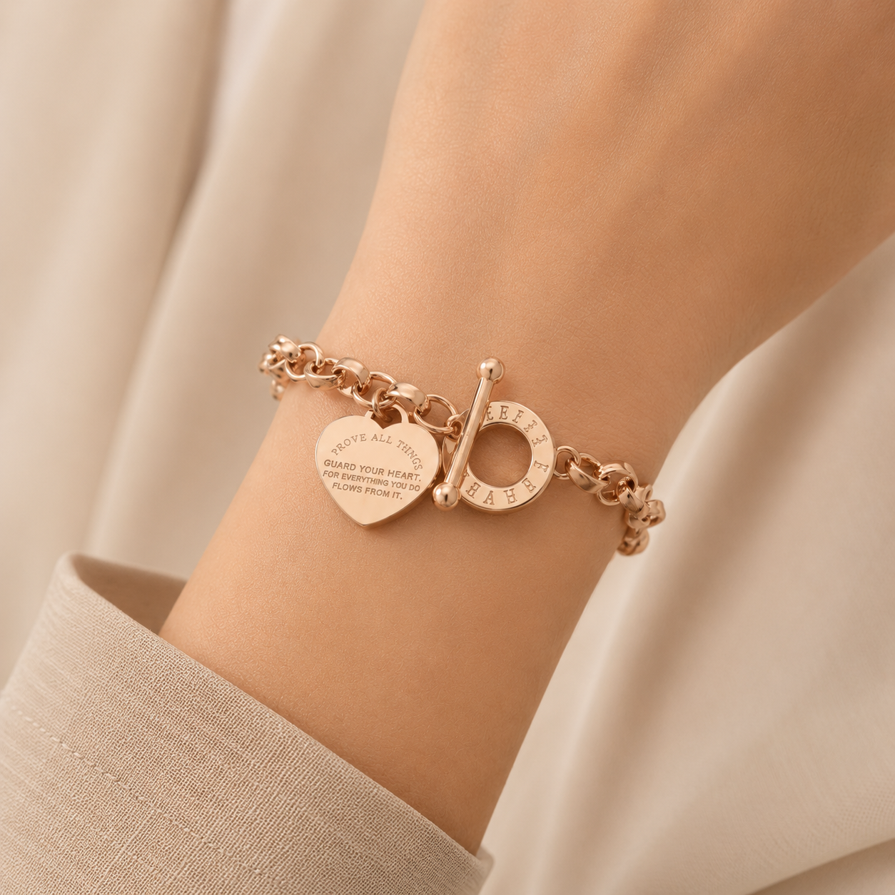 Heart Charm Toggle Bracelet