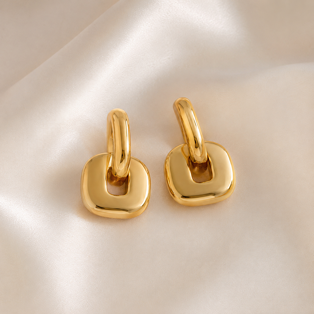 Two-Tone Stainless Steel Link Earrings