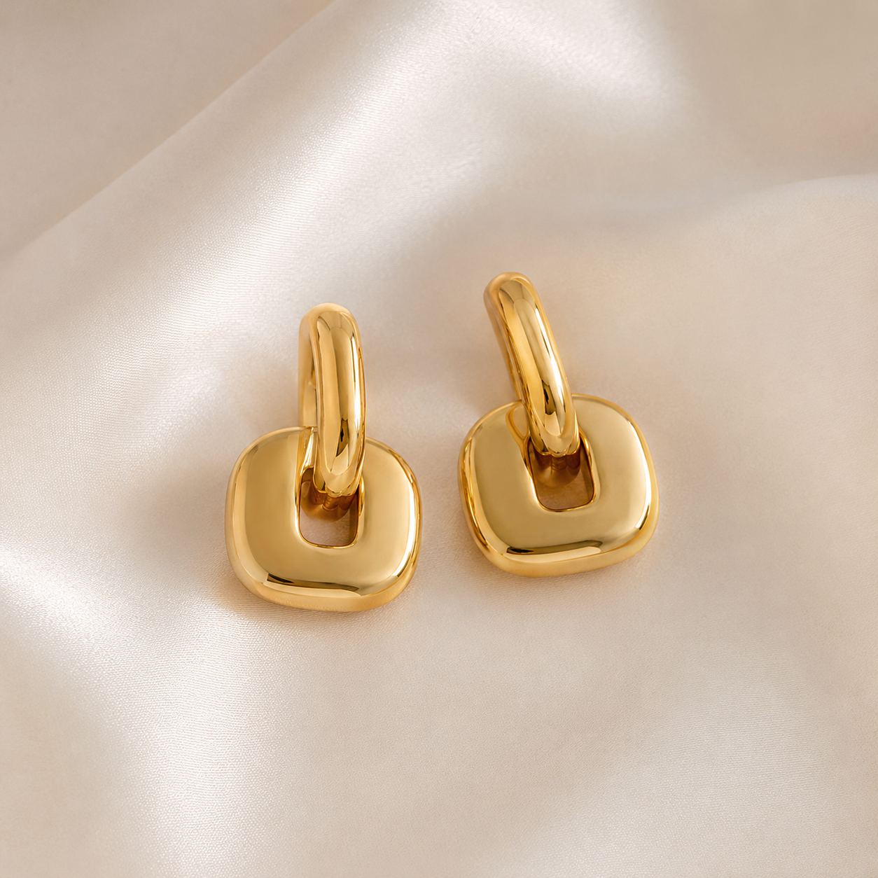 Two-Tone Stainless Steel Link Earrings