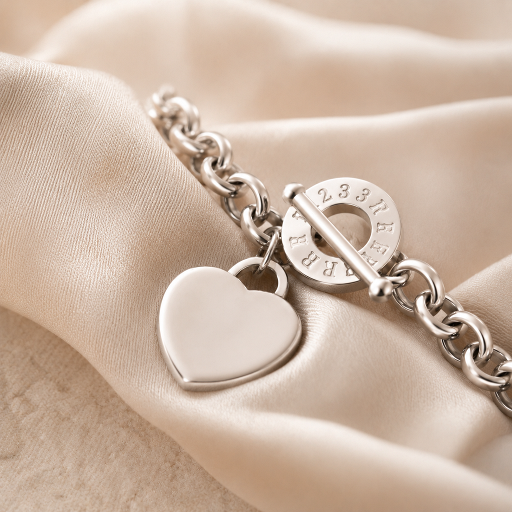 Heart Charm Toggle Bracelet