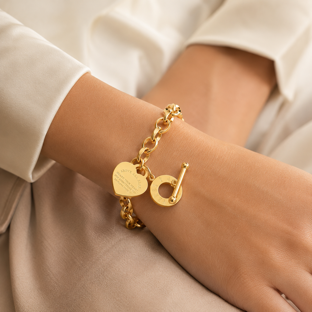 Heart Charm Toggle Bracelet