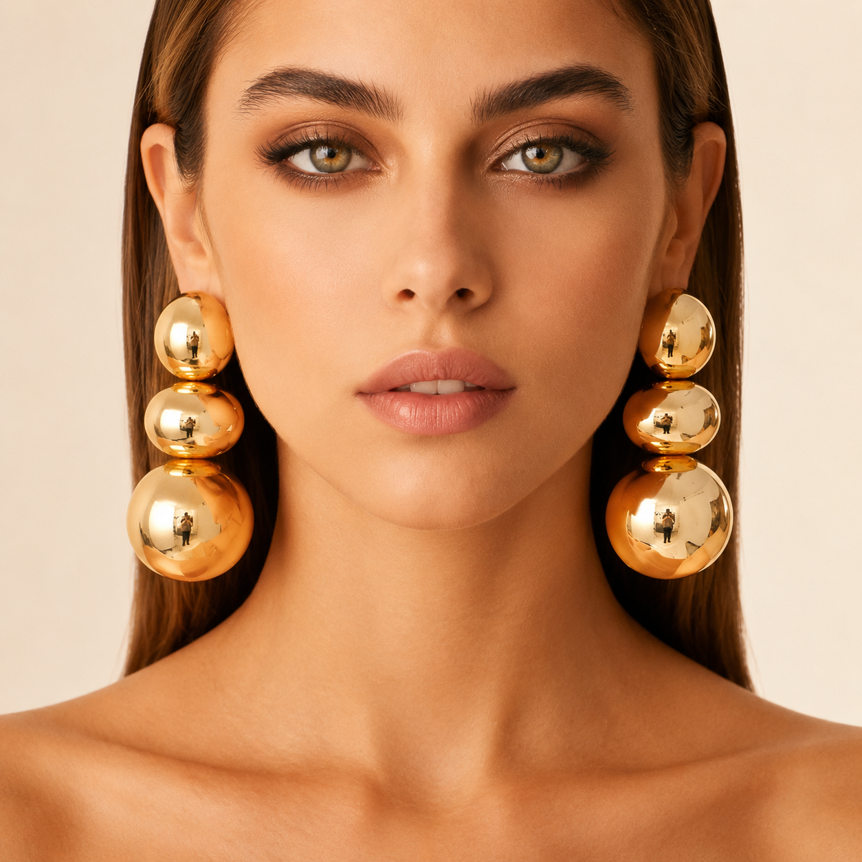 Triple Sphere Statement Earrings