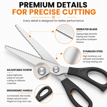 ✂️ Professional Pinking Shears – Stainless Steel Zigzag Fabric Cutting Scissors