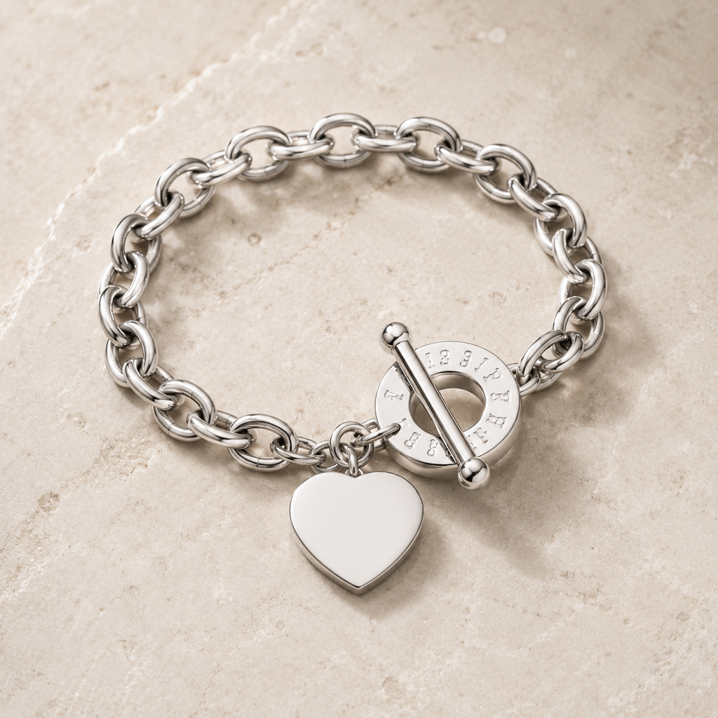 Heart Charm Toggle Bracelet