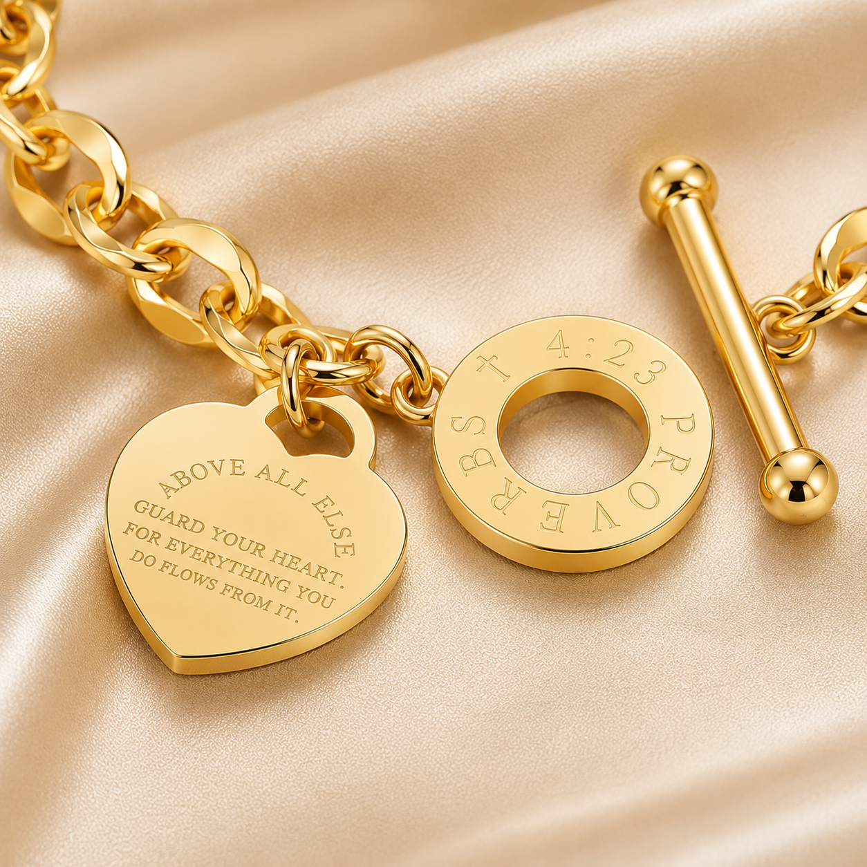 Heart Charm Toggle Bracelet