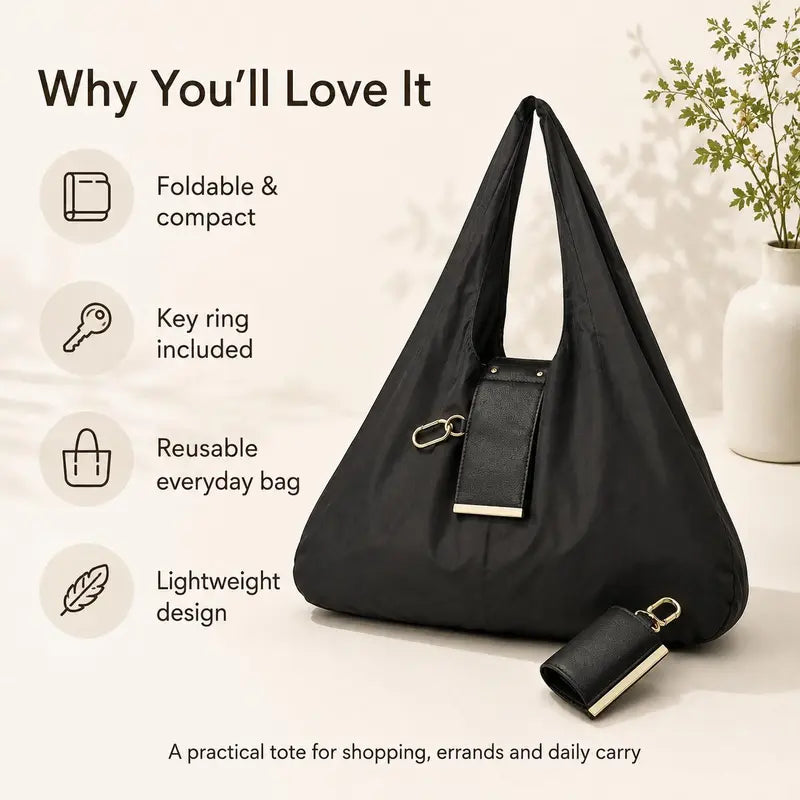 💜LAST DAY - BUY 1 GET 1 FREE,Each $13.99👜 Foldable Keychain Tote Bag – Compact & Expandable Reusable Carryall
