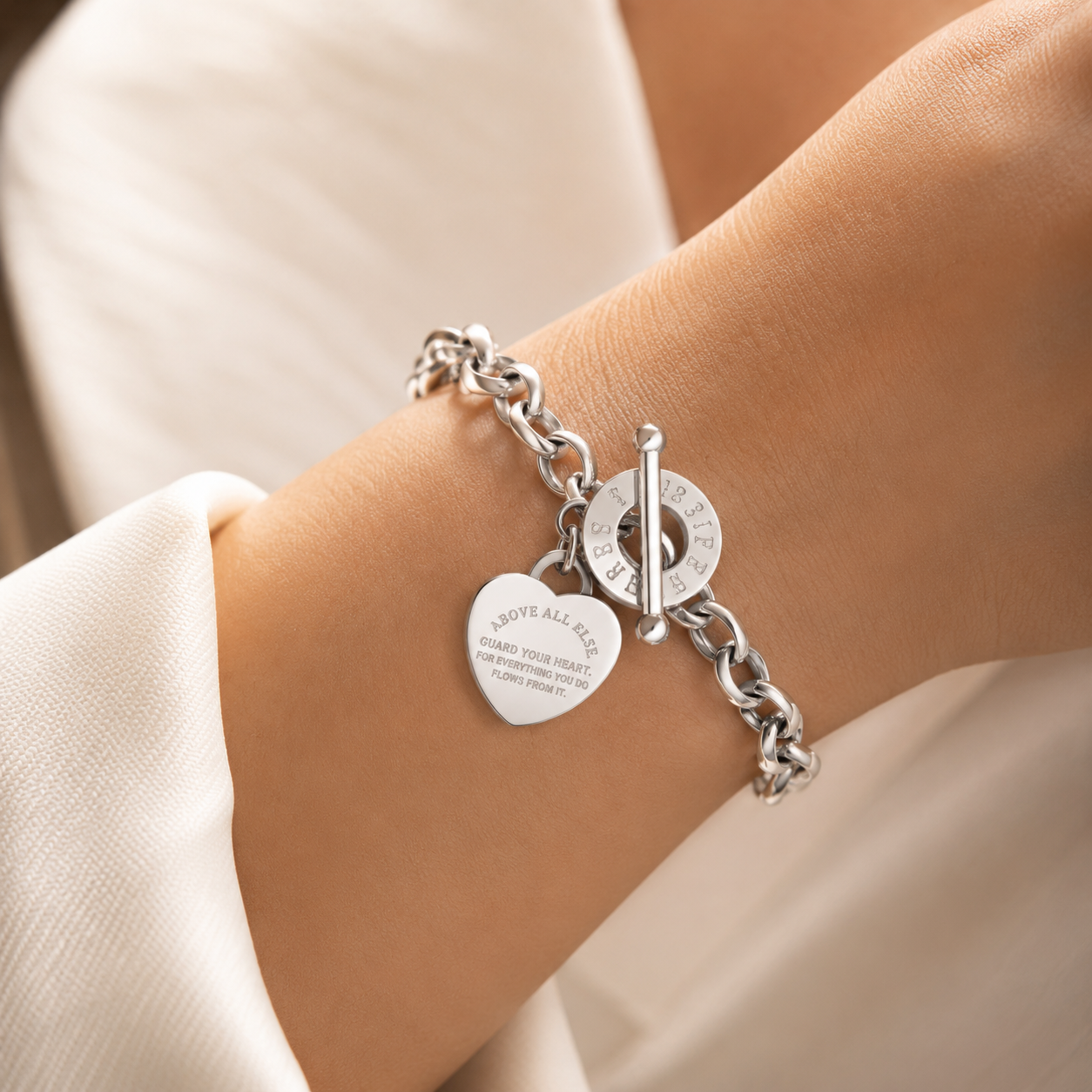 Heart Charm Toggle Bracelet