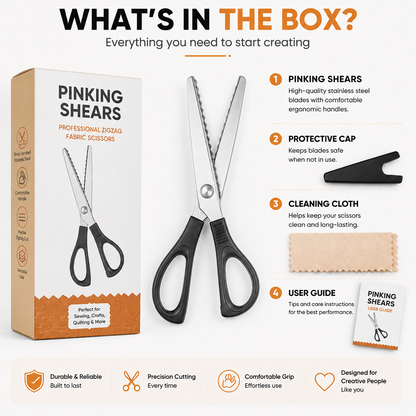 ✂️ Professional Pinking Shears – Stainless Steel Zigzag Fabric Cutting Scissors