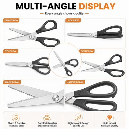 ✂️ Professional Pinking Shears – Stainless Steel Zigzag Fabric Cutting Scissors