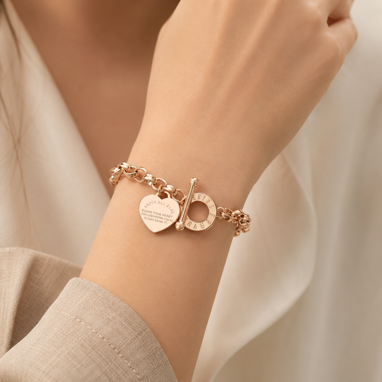 Heart Charm Toggle Bracelet