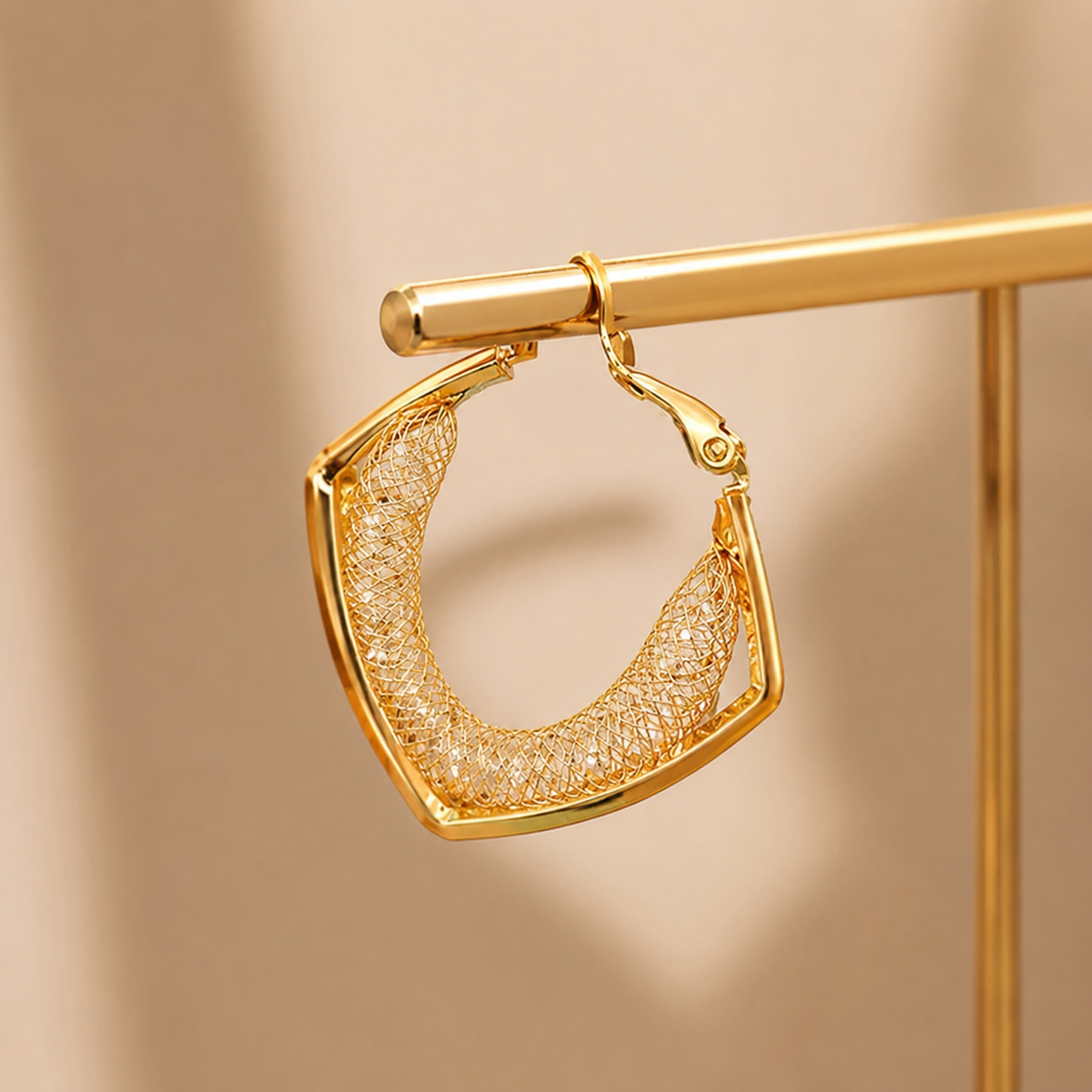 Geometric Hollow Mesh Hoop Earrings