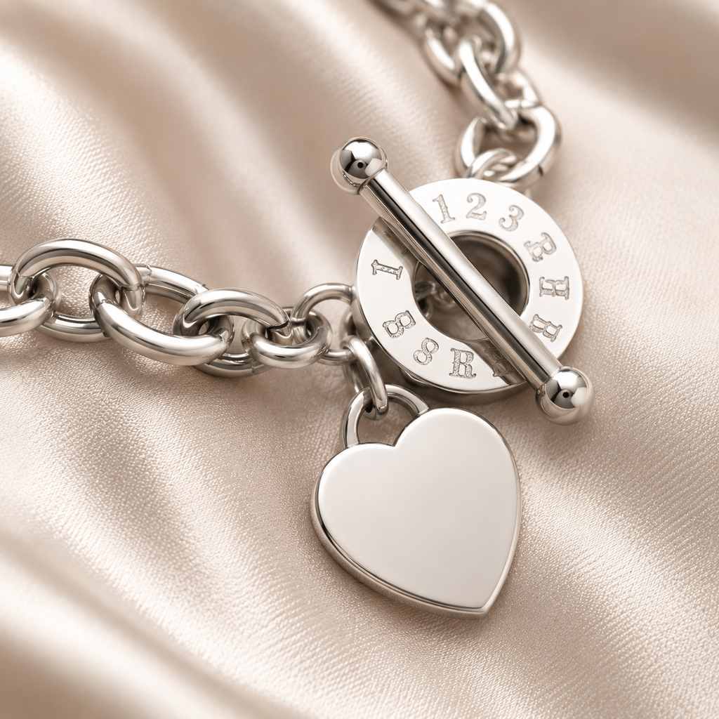 Heart Charm Toggle Bracelet