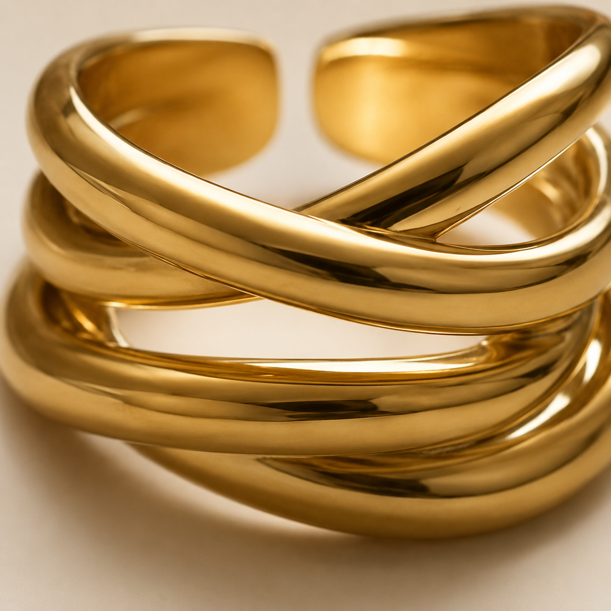 Irregular Cross Line Open Ring