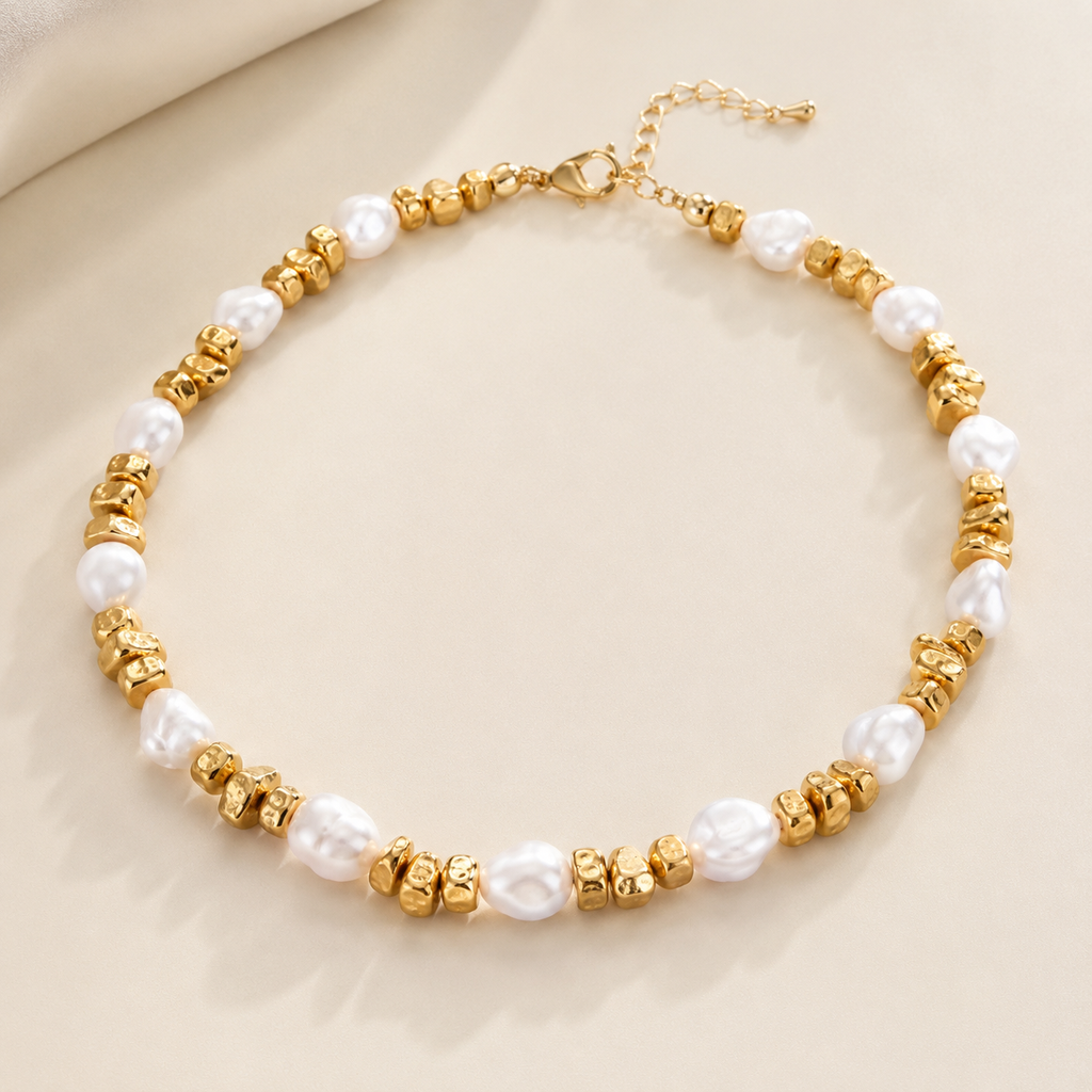 Baroque Pearl Beaded Choker Necklace