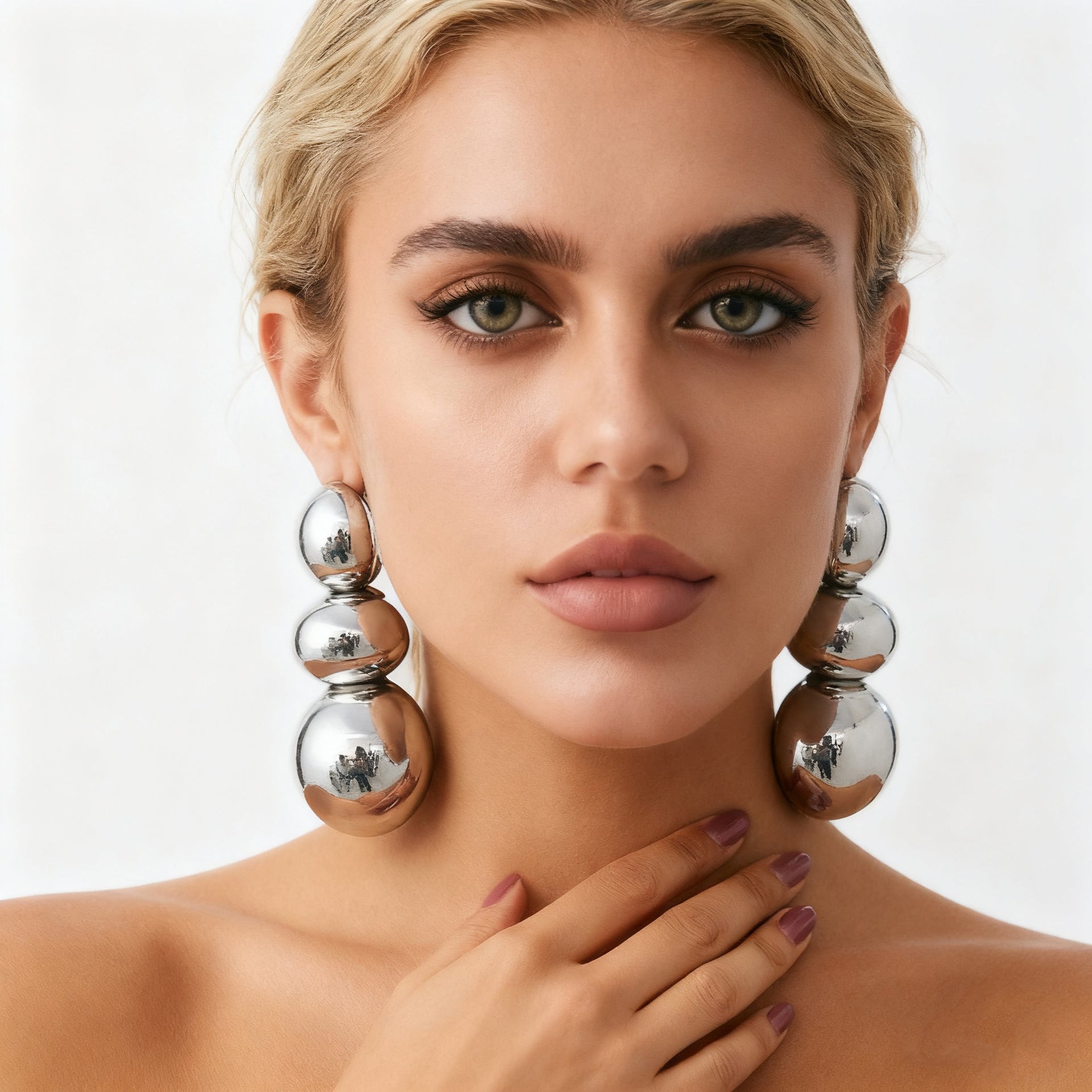 Triple Sphere Statement Earrings