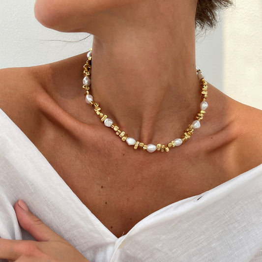Baroque Pearl Beaded Choker Necklace