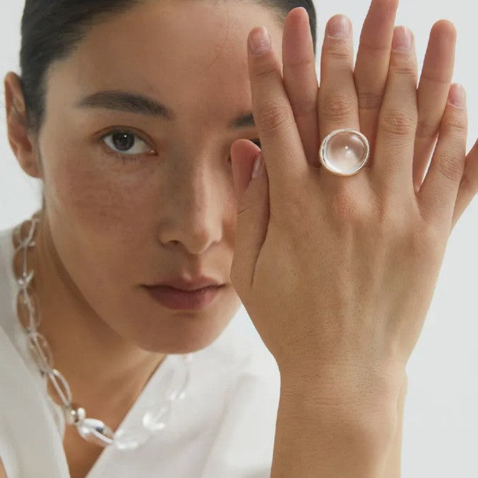 White Crystal Statement Ring