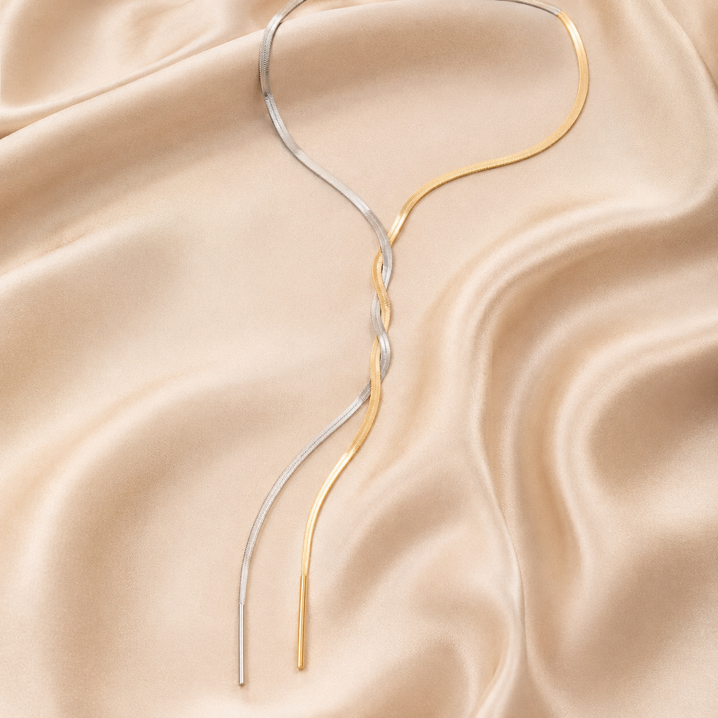 Long Snake Chain Tassel Necklace