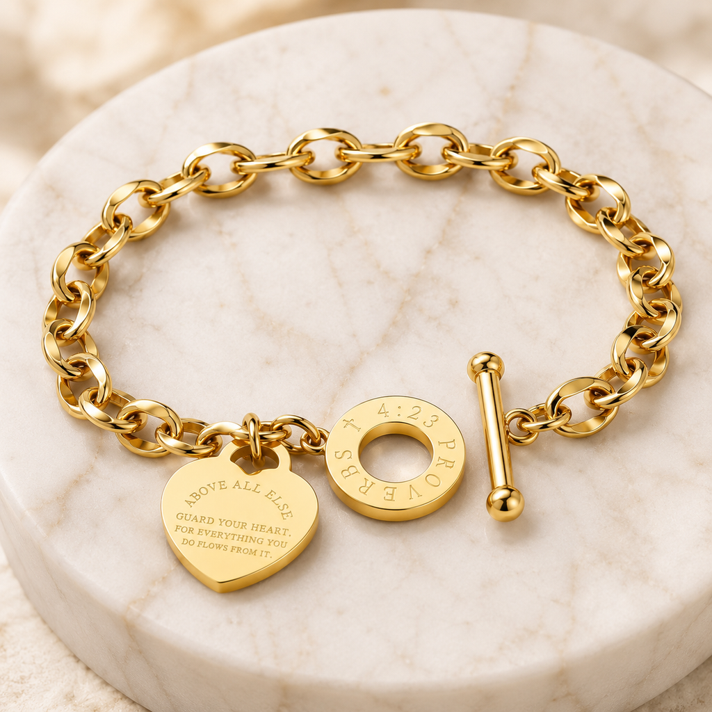 Heart Charm Toggle Bracelet