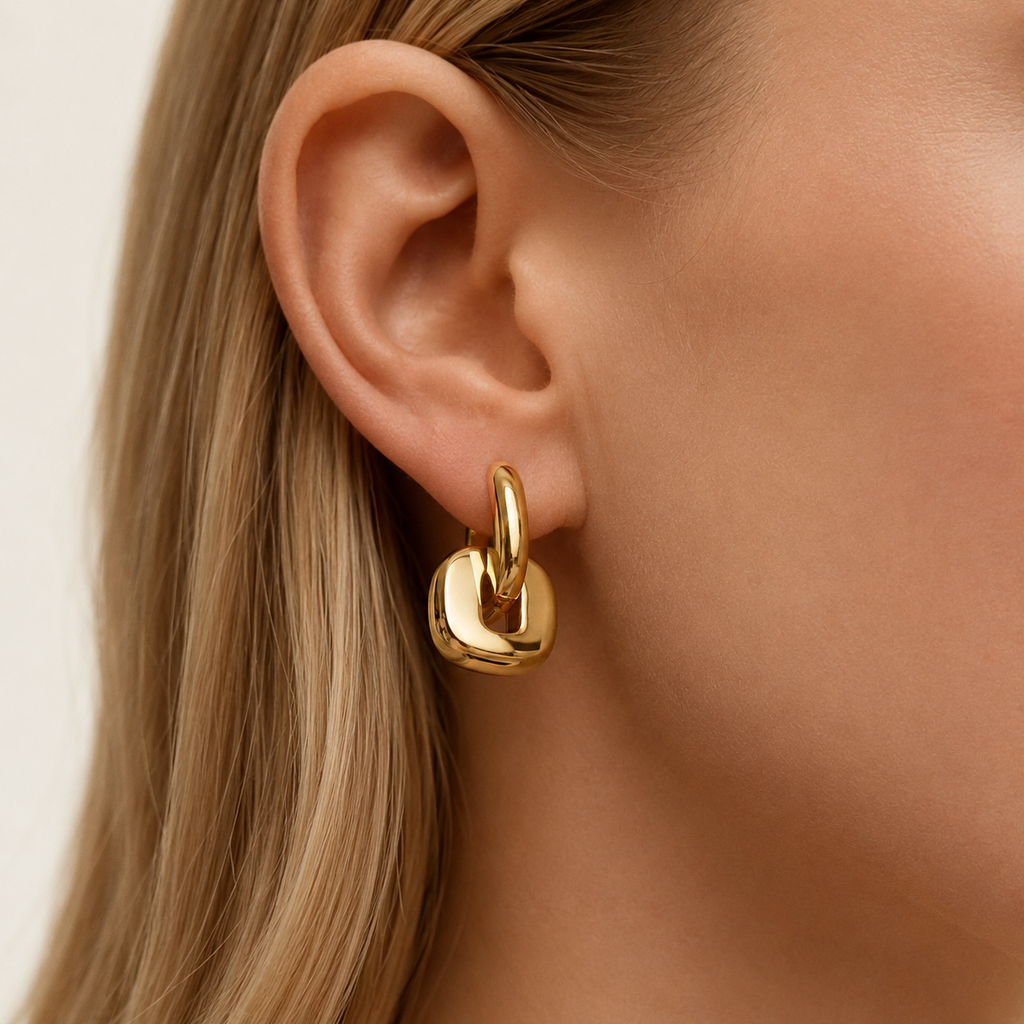 Two-Tone Stainless Steel Link Earrings