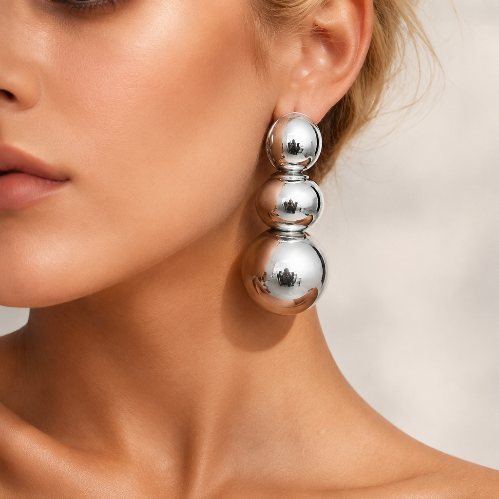 Triple Sphere Statement Earrings