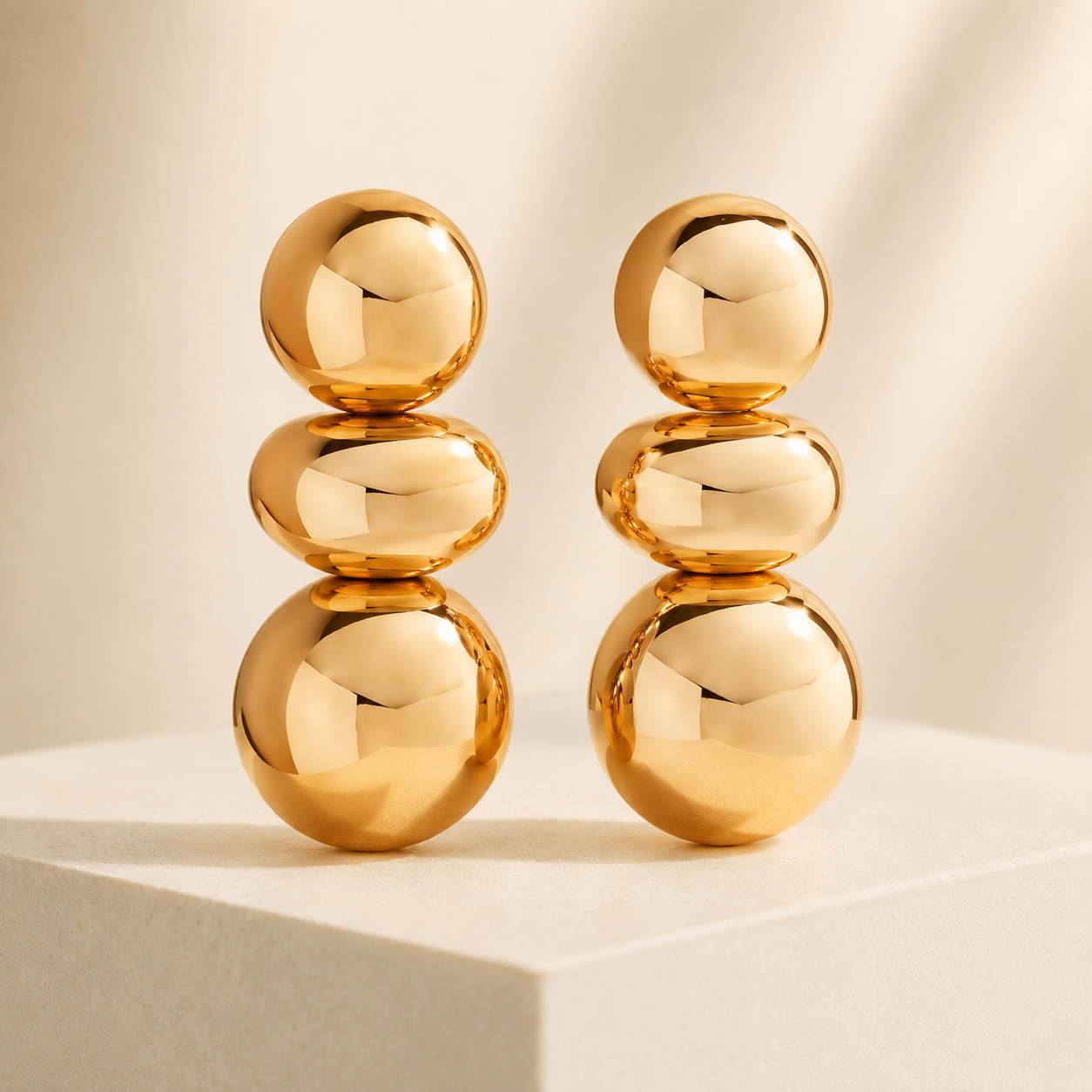Triple Sphere Statement Earrings