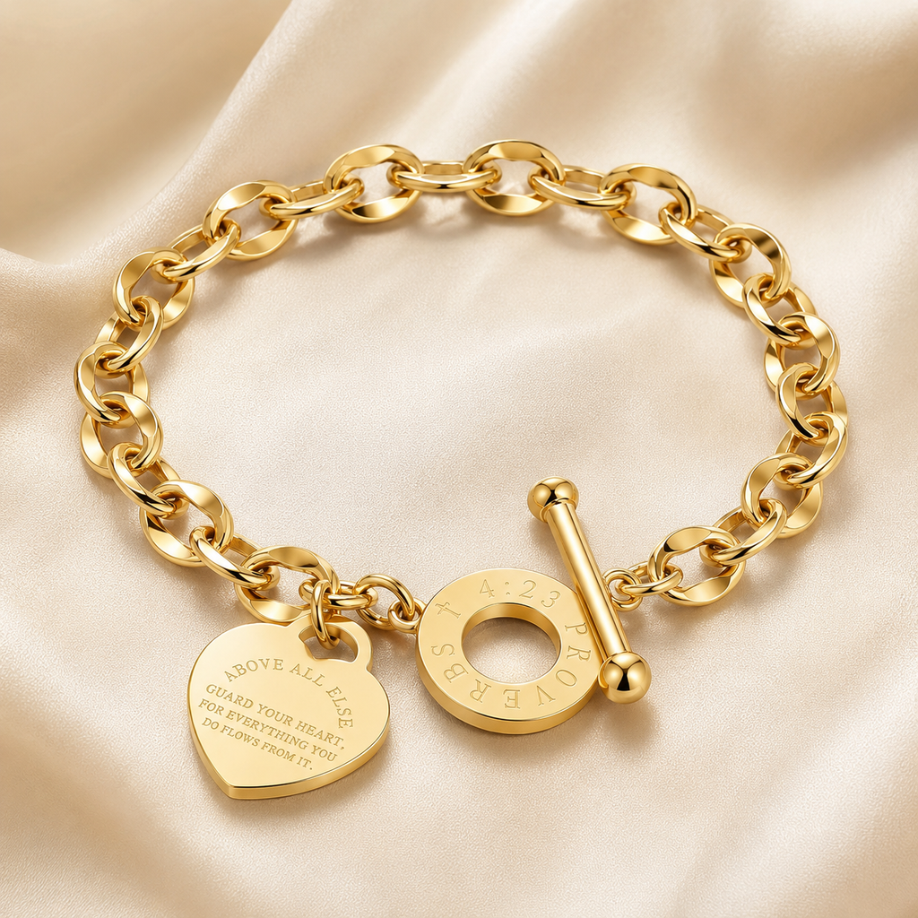 Heart Charm Toggle Bracelet