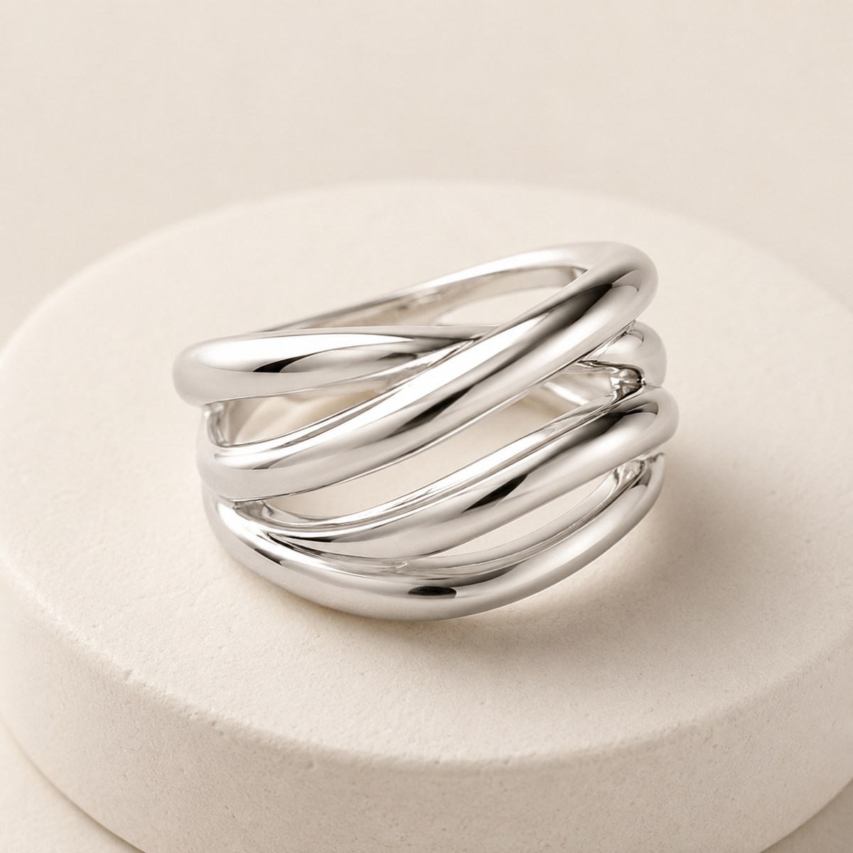 Irregular Cross Line Open Ring
