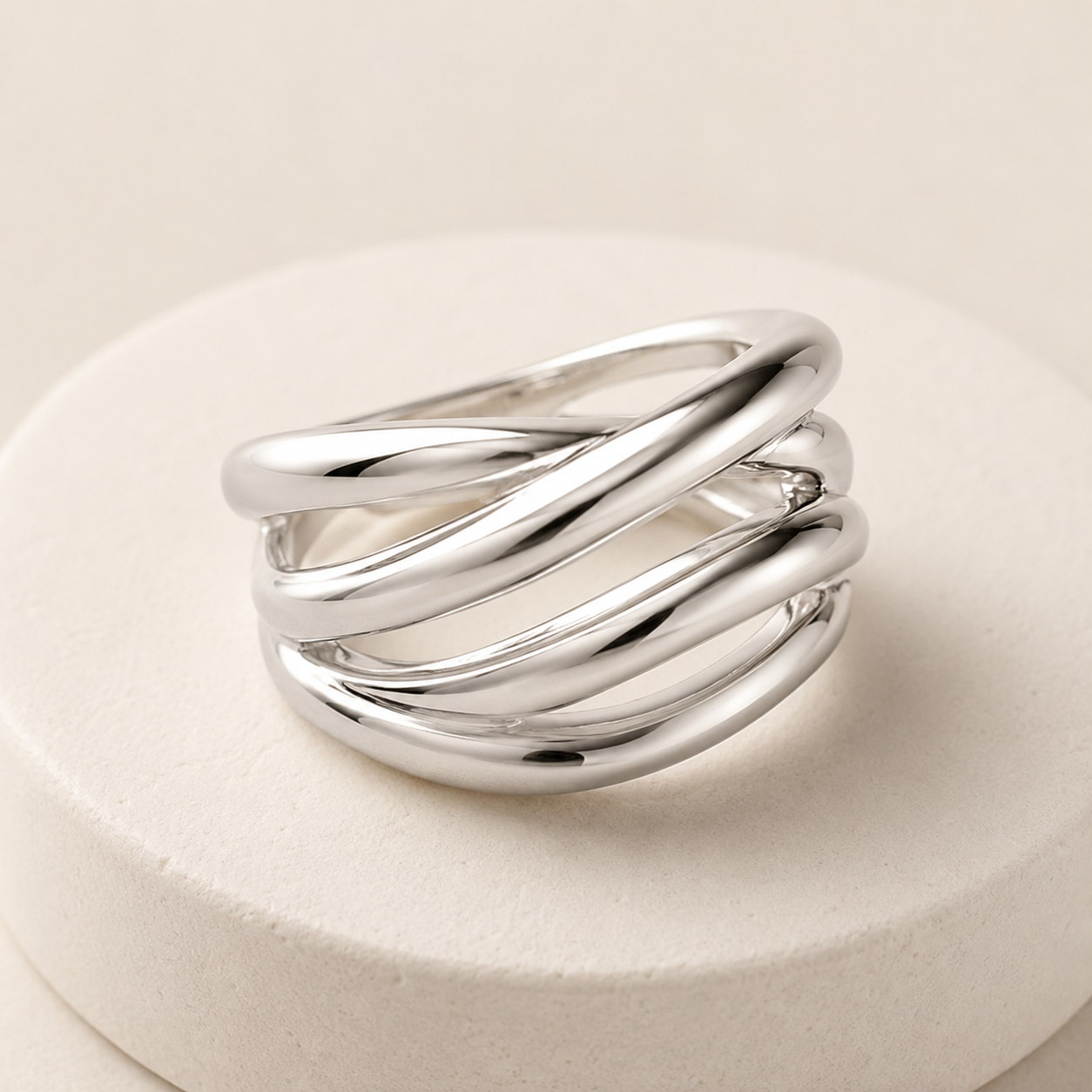 Irregular Cross Line Open Ring