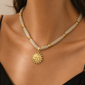 Sun & Fish Woven Cord Pendant Necklace