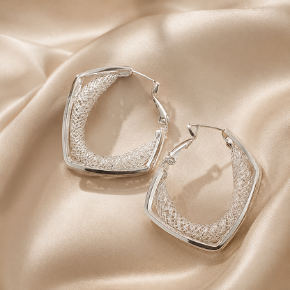 Geometric Hollow Mesh Hoop Earrings