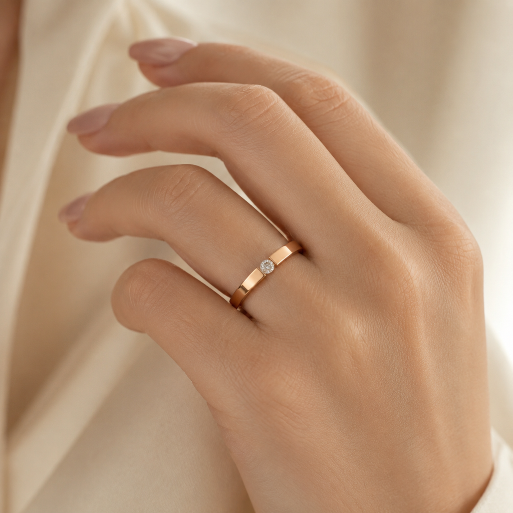 Single Zircon Minimalist Ring