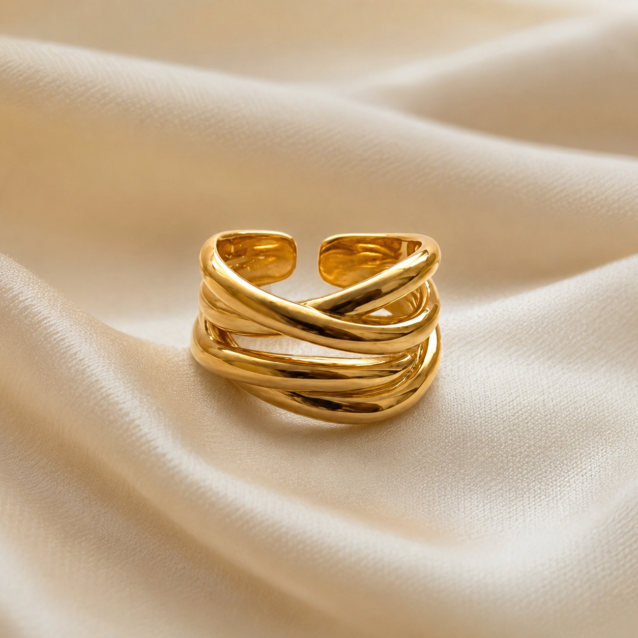 Irregular Cross Line Open Ring